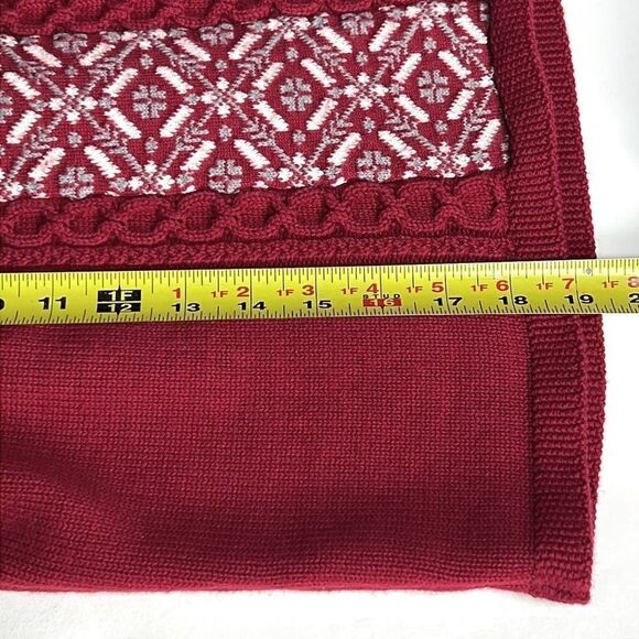 Hanna Andersson Short Sleeve Fair Isle Knit Sweater Burgundy Cotton Wool Dress 2 - Picture 11 of 12